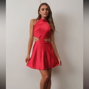 PRETTY GARBAGE Satin Cutout Dress